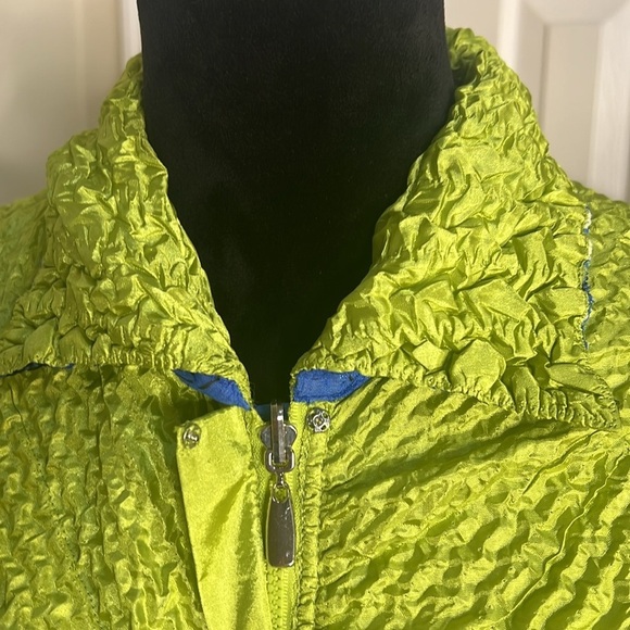 Ubu Blue & Green Quilted Colorful Abstract Zip Up Jacket with 2  Pockets M - Picture 5 of 10